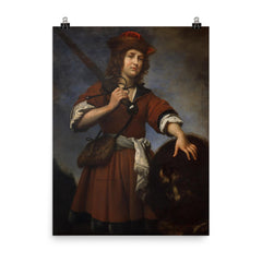 David with the Head of Goliath by Carlo Dolci poster on a plain backdrop in size 8"x10".