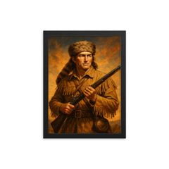 Davy Crockett framed print on a plain backdrop in size 12"x16".