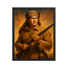 Davy Crockett framed print on a plain backdrop in size 16"x20".