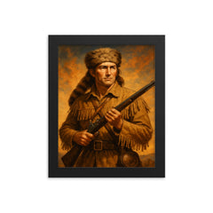 Davy Crockett framed print on a plain backdrop in size 8"x10".
