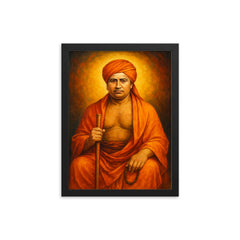 Dayananda Saraswati framed print on a plain backdrop in size 12"x16".