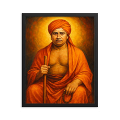 Dayananda Saraswati framed print on a plain backdrop in size 16"x20".