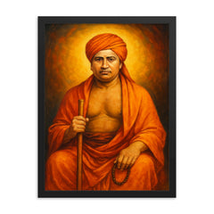 Dayananda Saraswati framed print on a plain backdrop in size 18"x24".