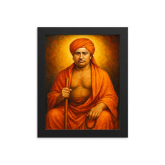 Dayananda Saraswati framed print on a plain backdrop in size 8"x10".