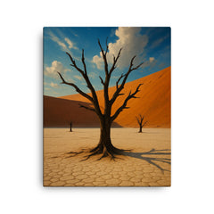 Deadvlei Clay Pan Namibia canvas print on a plain backdrop in size 16"x20".