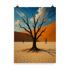 Deadvlei Clay Pan Namibia poster on a plain backdrop in size 8"x10".