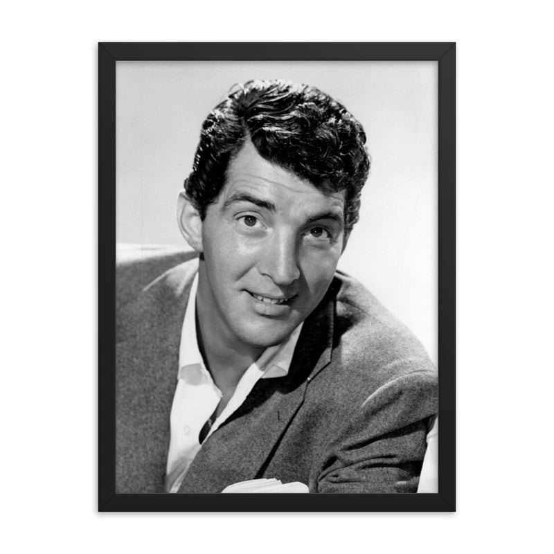 Dean Martin framed print on a plain backdrop in size 18