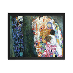 Death and Life by Gustav Klimt, 1910 framed print on a plain backdrop in size 16"x20".