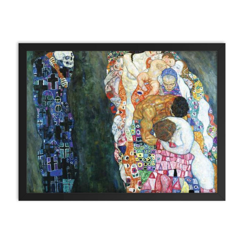 Death and Life by Gustav Klimt, 1910 framed print on a plain backdrop in size 18