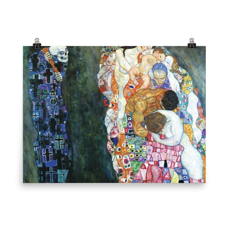 Death and Life by Gustav Klimt, 1910 poster on a plain backdrop in size 8