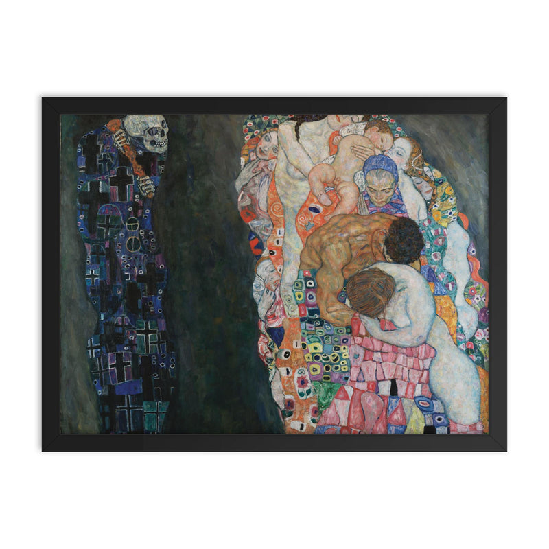 Death and Life by Gustav Klimt, 1915 framed print on a plain backdrop in size 18