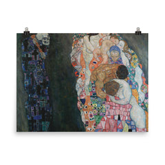 Death and Life by Gustav Klimt, 1915 poster on a plain backdrop in size 8"x10".
