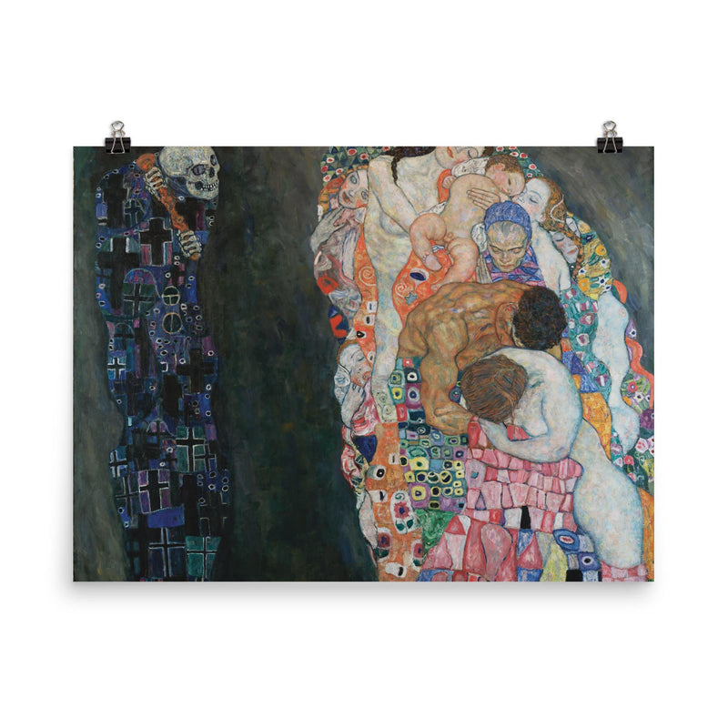 Death and Life by Gustav Klimt, 1915 poster on a plain backdrop in size 8