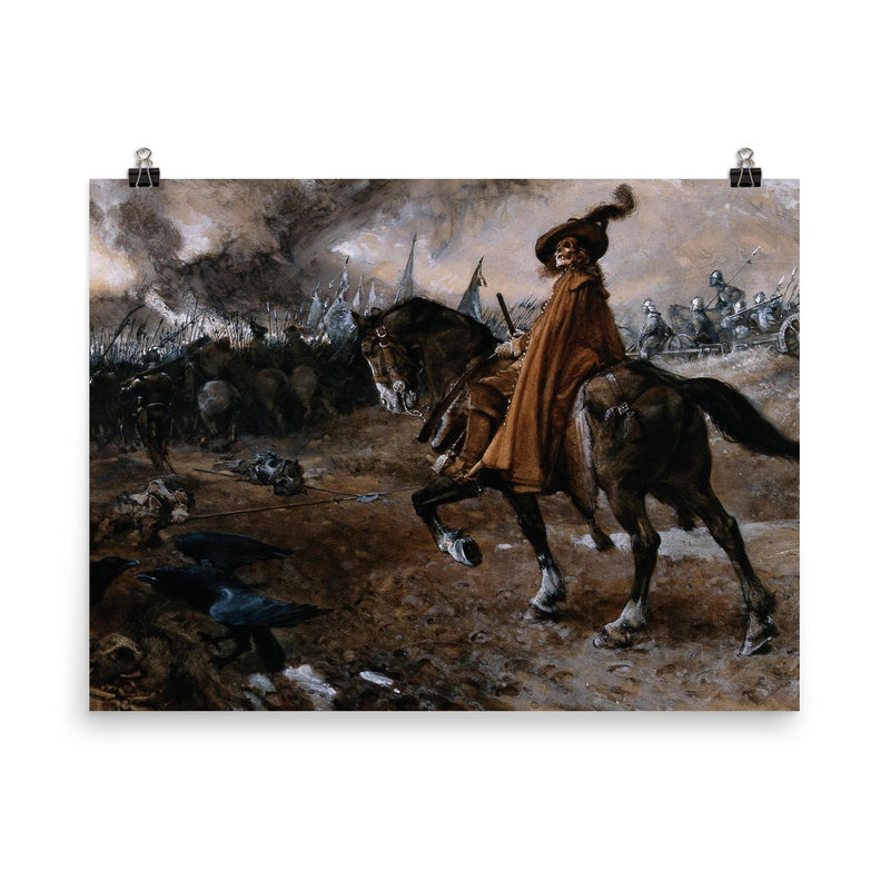 Death as General by Edgar Bundy, 1911 poster on a plain backdrop in size 8