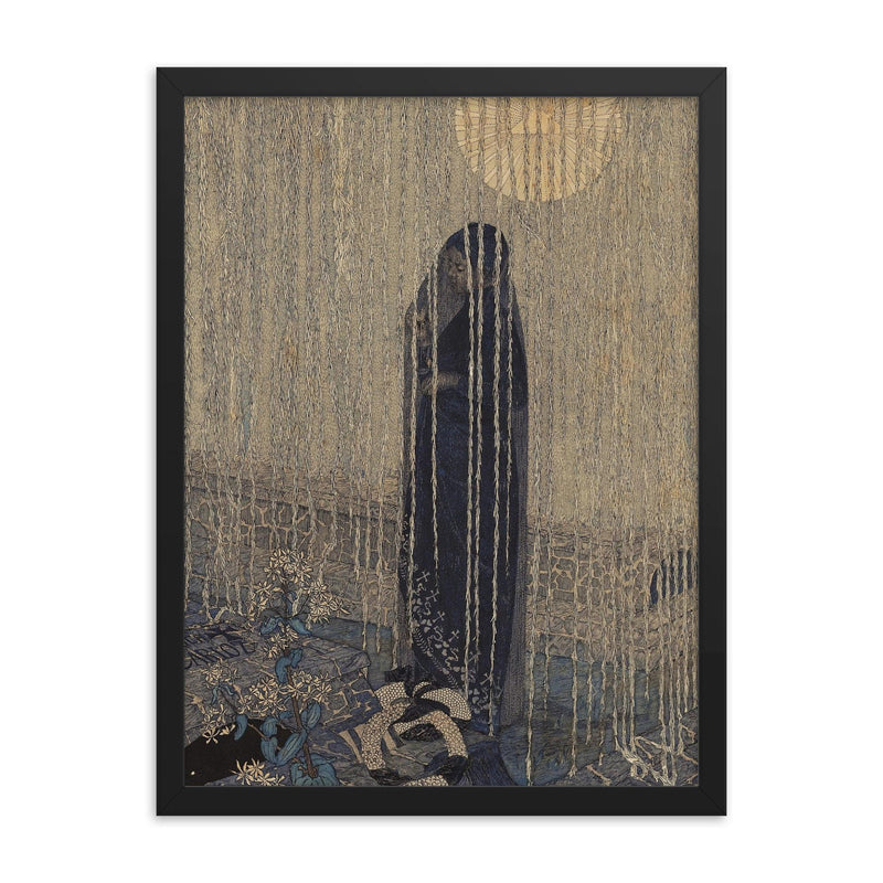 Death Day by Carlos Schwabe, 1890 framed print on a plain backdrop in size 18