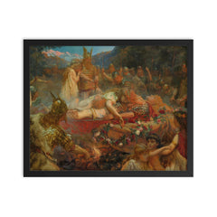 Death of a Viking Warrior by Charles Ernest Butler, 1909 framed print on a plain backdrop in size 16"x20".