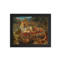 Death of a Viking Warrior by Charles Ernest Butler, 1909 framed print on a plain backdrop in size 8"x10".