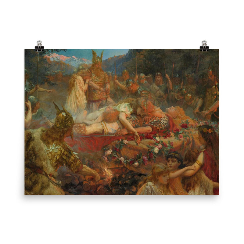 Death of a Viking Warrior by Charles Ernest Butler, 1909 poster on a plain backdrop in size 8