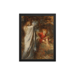 Death Turning Away From an Innocent Child by Henry John Stock, 1893 framed print on a plain backdrop in size 12"x16".