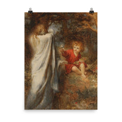 Death Turning Away From an Innocent Child by Henry John Stock, 1893 poster on a plain backdrop in size 8"x10".