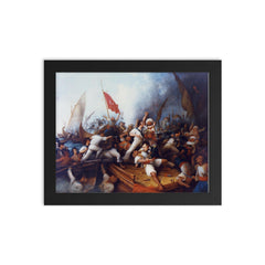 Decatur Boarding the Tripolitan Gunboat by Dennis Malone Carter, 1878 framed print on a plain backdrop in size 8"x10".