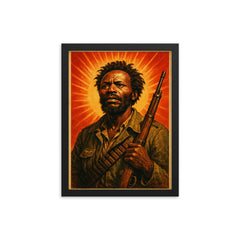 Dedan Kimathi framed print on a plain backdrop in size 12"x16".