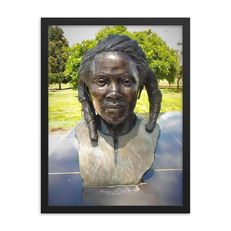 Dedan Kimathi framed print on a plain backdrop in size 18