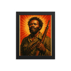 Dedan Kimathi framed print on a plain backdrop in size 8"x10".