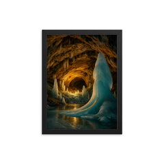 Demanovska Ice Cave Slovakia framed print on a plain backdrop in size 12"x16".
