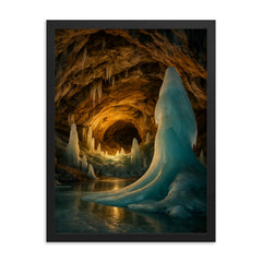 Demanovska Ice Cave Slovakia framed print on a plain backdrop in size 18"x24".