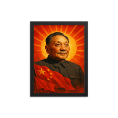 Deng Xiaoping framed print on a plain backdrop in size 12"x16".