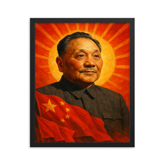 Deng Xiaoping framed print on a plain backdrop in size 16"x20".