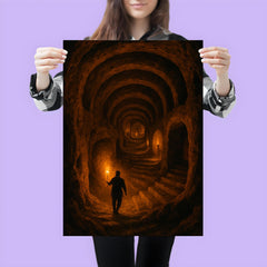 Derinkuyu underground city torchlit descent poster 3