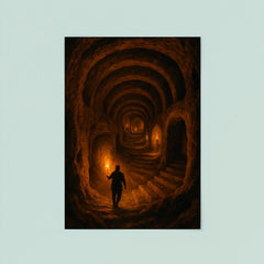 Derinkuyu underground city torchlit descent poster 8