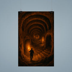 Derinkuyu underground city torchlit descent poster 9