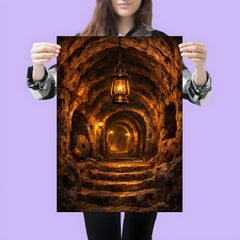 Derinkuyu underground city tunnel lantern scene poster 3