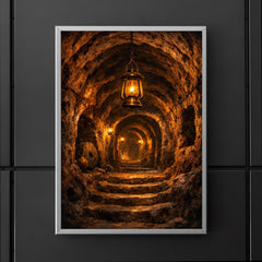 Derinkuyu underground city tunnel lantern scene poster 5