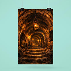 Derinkuyu underground city tunnel lantern scene poster 6