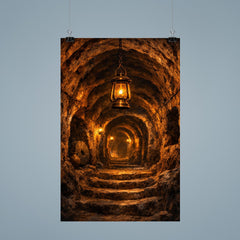 Derinkuyu underground city tunnel lantern scene poster 9