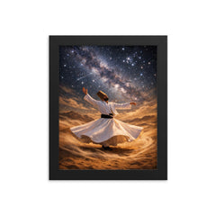 Dervish turning beneath constellations and desert wind framed print on a plain backdrop in size 8"x10".