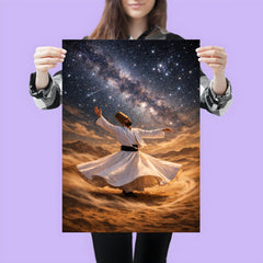 Dervish turning beneath constellations and desert wind poster 3
