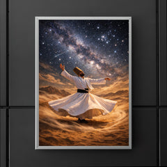 Dervish turning beneath constellations and desert wind poster 5
