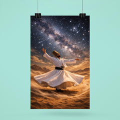 Dervish turning beneath constellations and desert wind poster 6