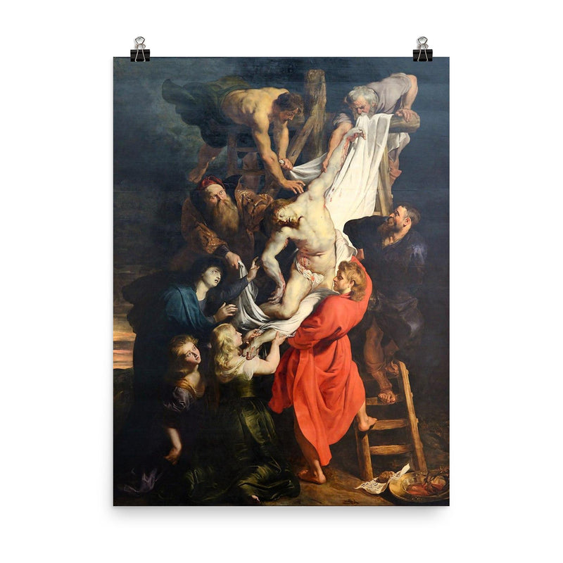 Descent from the Cross by Peter Paul Rubens poster on a plain backdrop in size 8