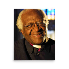 Desmond Tutu poster on a plain backdrop in size 16"x20".