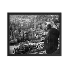 Destruction in Old Town Dresden from the Town Hall Tower, 15 Feb 1945 framed print on a plain backdrop in size 16"x20".