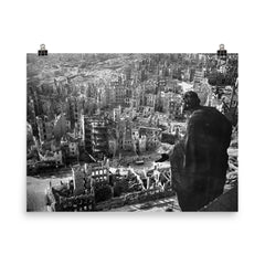 Destruction in Old Town Dresden from the Town Hall Tower, 15 Feb 1945 poster on a plain backdrop in size 8"x10".