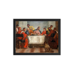Detail of Feast in the House of Levi by Paolo Veronese framed print on a plain backdrop in size 12"x16".