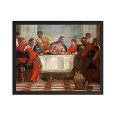 Detail of Feast in the House of Levi by Paolo Veronese framed print on a plain backdrop in size 16"x20".