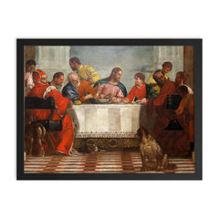 Detail of Feast in the House of Levi by Paolo Veronese framed print on a plain backdrop in size 18"x24".